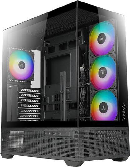 Azza Boitier Moyen Tour ATX Tiara RGB avec panneaux vitrés (Noir) (ITX, mATX, ATX)