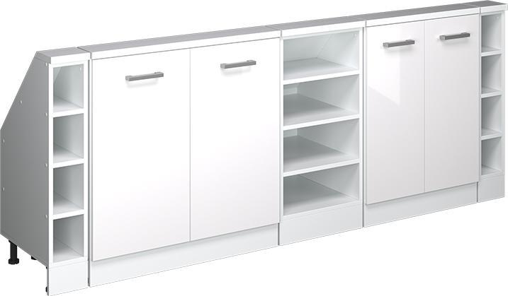 Produktbild Vicco Küchenschrank für Dachschrägen R-Line, Weiss Hochglanz/Weiss, 215 cm 5er Set (210 x 46 x 81.60 cm)