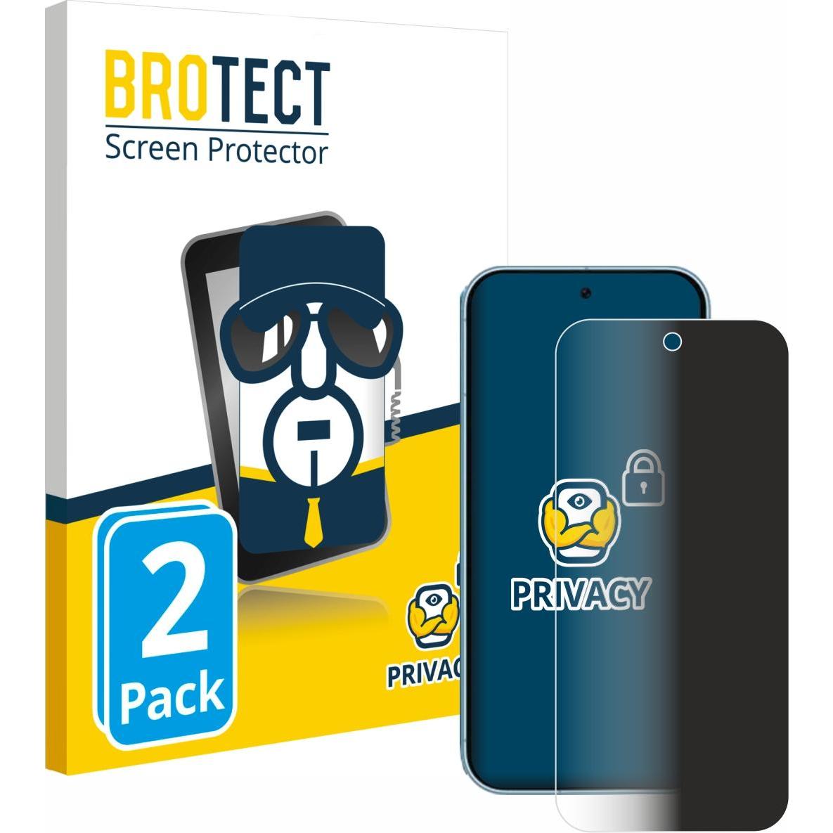 BROTECT Sichtschutzfolie Anti-Spy Privacy Folie Blaulicht-Schutz (2 Stück, Google Pixel 9), Smartphone Schutzfolie, Blau