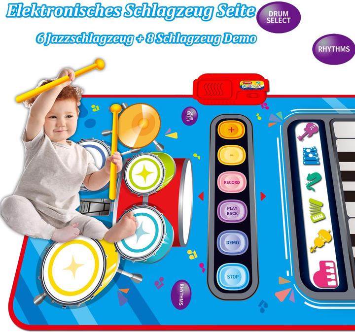 Activity Board Jouet pour bébé, tapis de musique 2 en 1 avec 2 baguettes, jouet pour enfant, tapis de piano, tapis