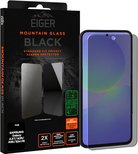 Eiger Privacy Sichtschutz-Glas Standard Fit Mountain Glass Black (1 pcs., Samsung Galaxy A36, Samsung Galaxy A37, Samsung Galaxy A56, Samsung Galaxy S24 FE)