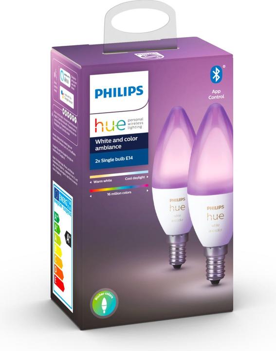 Actual product image Philips Hue White & Color BT (E14, 470 lm, 2x)