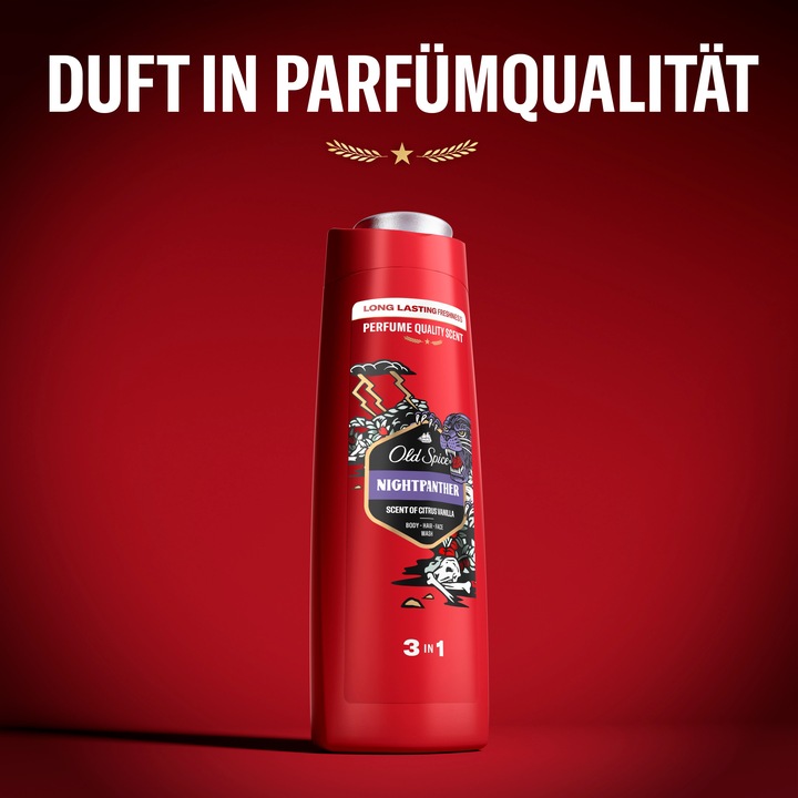 Produktbild Old Spice Night Panther Duschgel & Shampoo Für Männer 400 ml, 3-in-1, Lang Anhaltend Frisch