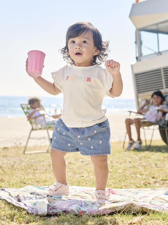 Actual product image Vertbaudet Baby Jeansshorts mit Blumenstickerei (68)