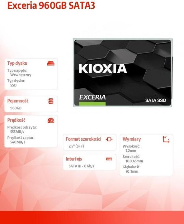 Image du produit Kioxia Exceria 960gb SSD Sata Iii (960 Go, 2.5")