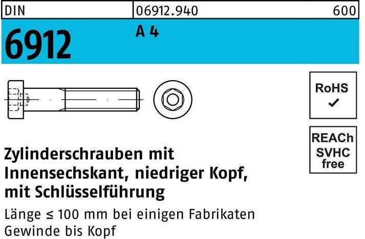 Produktbild Zylinderschraube DIN 6912 m.Innensechskant M 8 x 30 A 4 (100 Schrauben pro Stück)