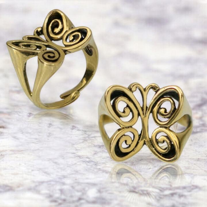 Produktbild Star Piercing Ring vergoldet Schmetterling (57)