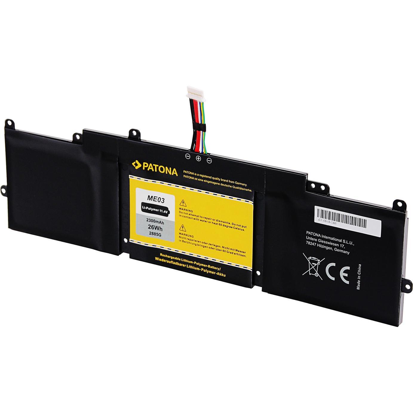 Patona 2885 (3 cubicoli, 2300 mAh), Batteria per notebook, Giallo, Nero