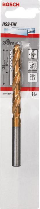 Actual product image Bosch Professional Zubehör Metal drill HSS-TiN, DIN 338, 9 x 81 x 125 mm (9 mm)