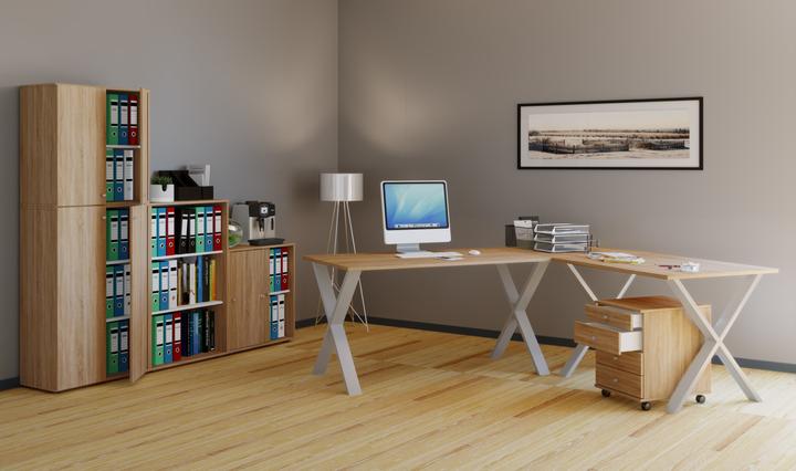 Immagine prodotto VCM Mobili per ufficio Scrivania angolare Lona Profondità 50 cm X Argento (160 x 50 x 130 cm)