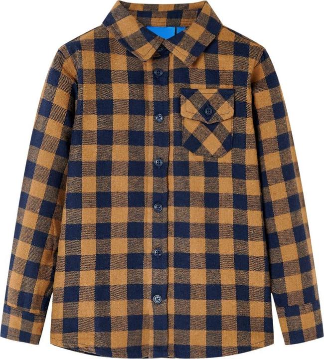 Immagine prodotto vidaXL Camicia da bambino con motivo a quadri cognac e blu 104,Materiale: 80 (104)