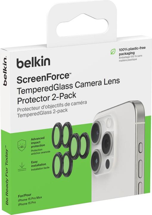 Image du produit Belkin 1x2 Kameralinsenschutz TempGlass iPhone 15Pro/15ProMax (2 pcs, Apple iPhone 15 Pro, Apple iPhone 15 Pro Max)