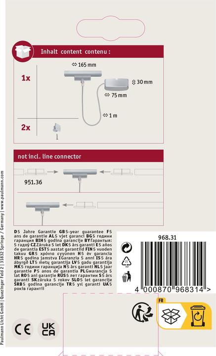 Produktbild Paulmann URail Kabeleinspeisung