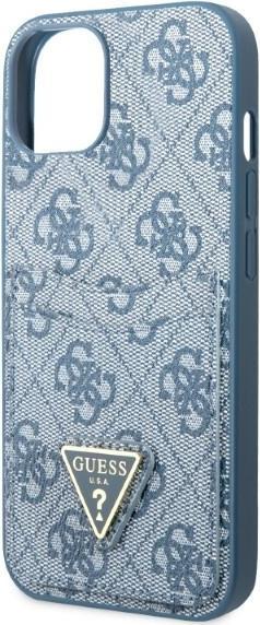 Actual product image Guess GUHCP13MP4TPB iPhone 13 6.1" niebieski/blue hardcase 4G Triangle Logo Cardslot (Apple iPhone 13, Apple iPhone 14)