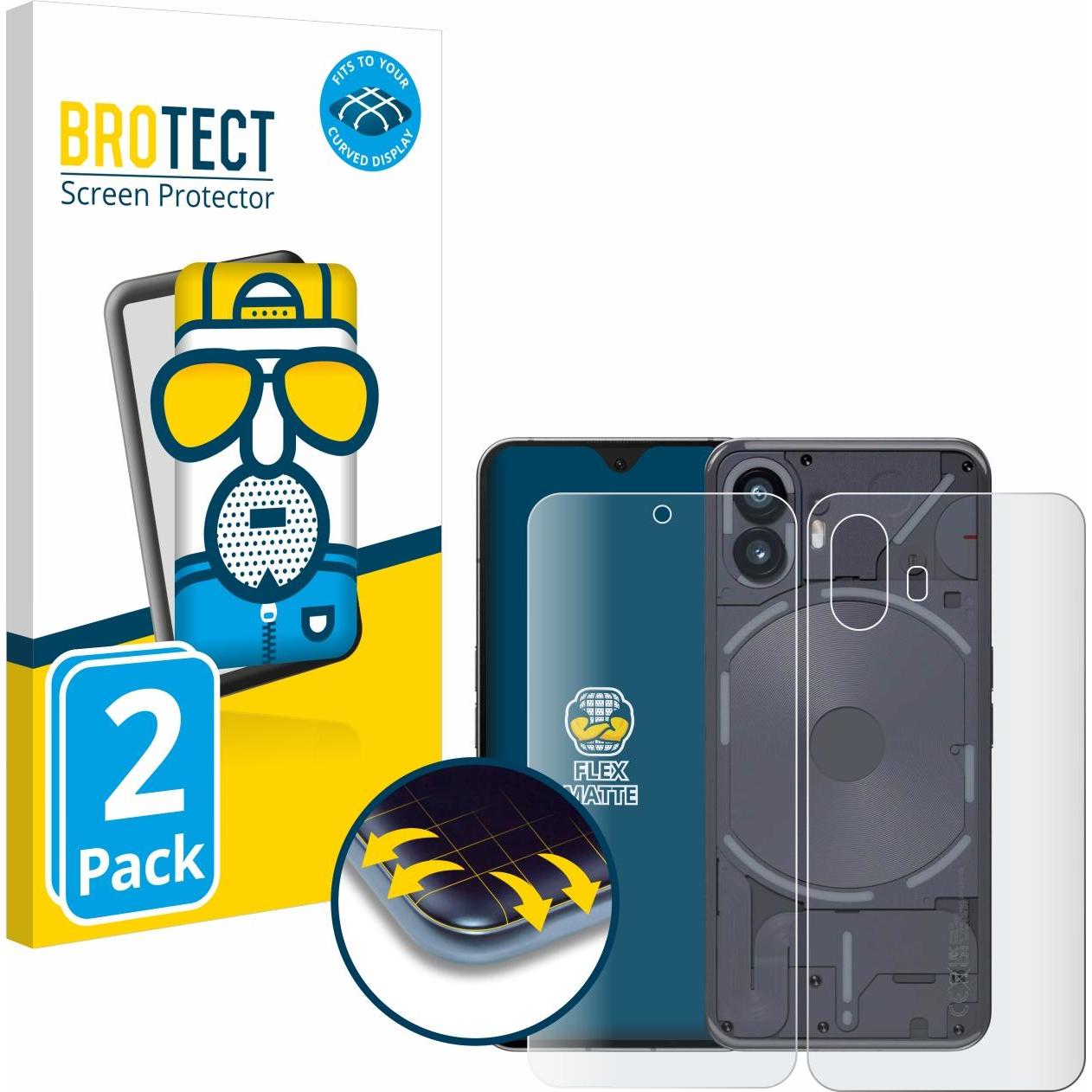 BROTECT Full-Cover Displayschutz Matt (2 Stück, Nothing Phone (2)), Smartphone Schutzfolie, Grau