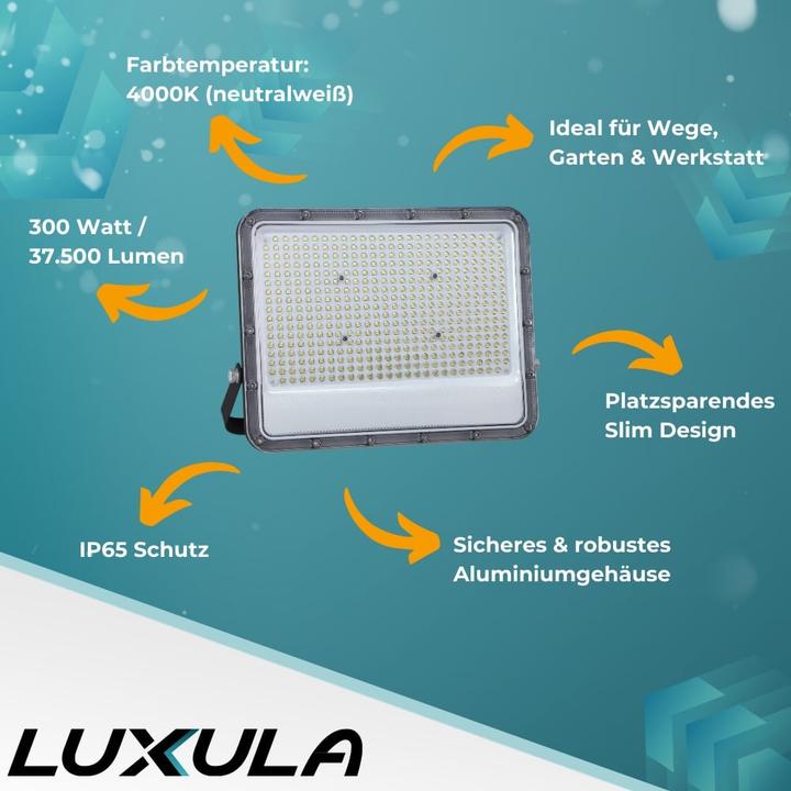 Produktbild Luxula LED-Fluter, EEK: E, 300W, 37500lm, 4000K, IP65, grau (37500 lm, IP65)