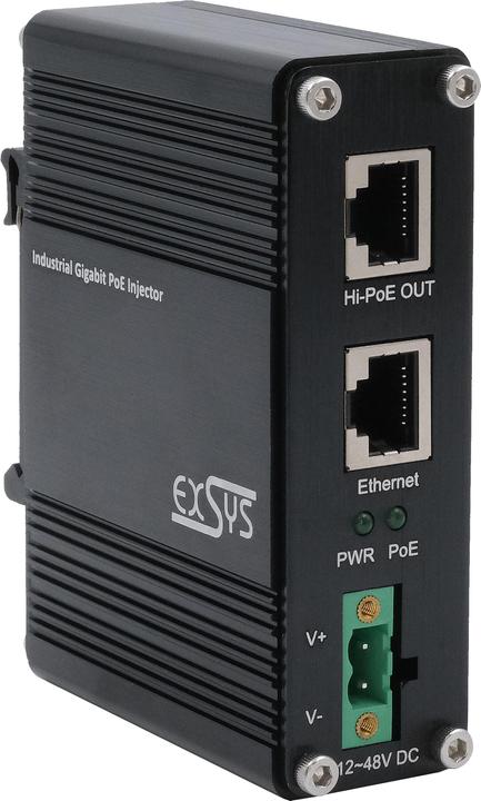 Exsys Industrial PoE+ Gigabit Injektor 60W (802.3at (PoE+), 802.3bt (PoE++), 802.3af (PoE), 60 W)