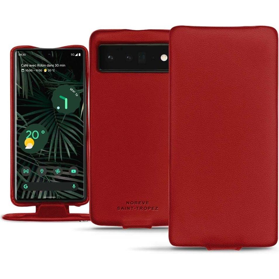Noreve Lederschutzhülle vertikal (Google Pixel 6 Pro), Smartphone Hülle, Rot