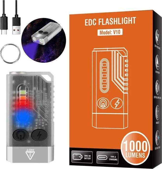 Produktbild Boruit V10 LED-Taschenlampe - 1000 Lumen - Alarm Buzzer - Magnetischer Sockel (Weiss) (1000 lm)