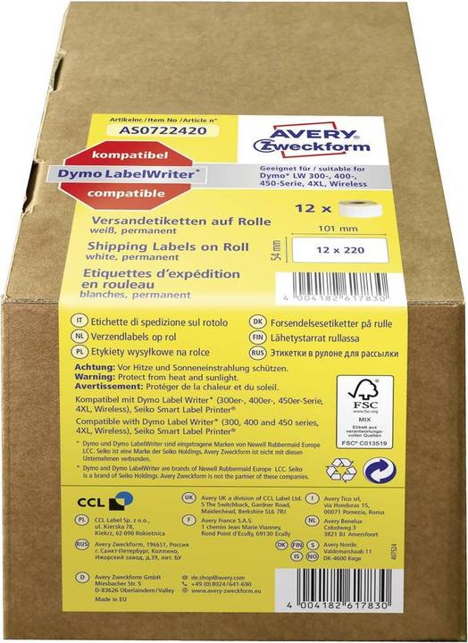 Produktbild Avery Rollen-Etiketten