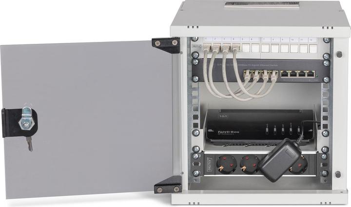 Produktbild Digitus 10" Netzwerk-Set, 6HE Wandgehäuse und Zubehör, gr SOHO PRO Version (6 HE, 10 Zoll Rack)