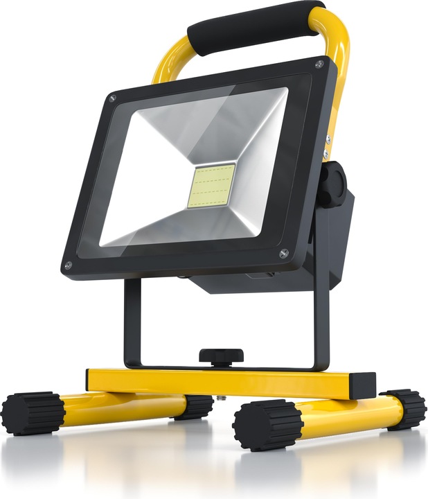 Brandson Baustrahler mit Akku, 20W LED Baulampe mit Standgestell Tragegriff für Innen & Aussen, Arbeitslampe (1600 lm)
