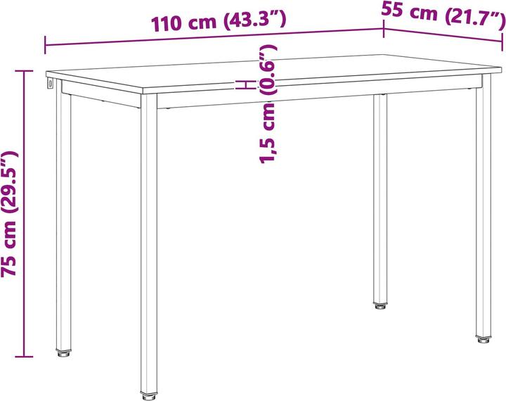 Image du produit vidaXL Esstisch (110 x 55 x 75 cm)