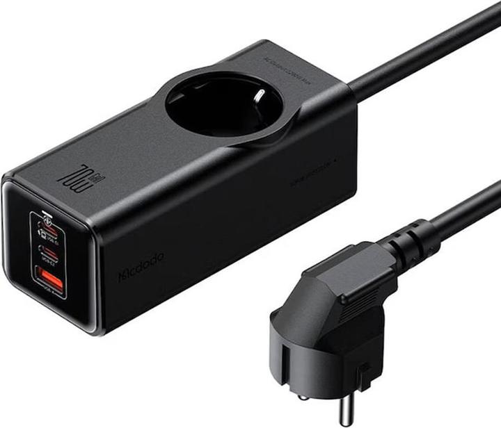Mcdodo Power Strip GaN CH-4620 EU 70W, 2x USB-C, 1x USB (black) (70 W, 4 Ports)