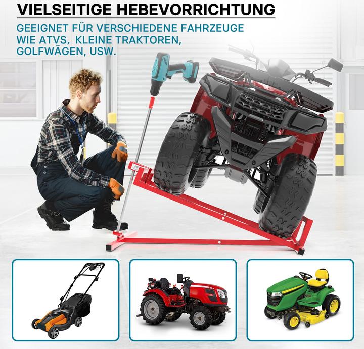 Produktbild Wiltec Hebevorrichtung Aufsitzmäher 400kg inkl. Adapter Reinigungshilfe Rasentraktor (Rasentraktor, Gartenmaschinen Aufsatz)