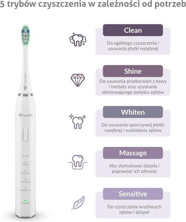 Actual product image Truelife SonicBrush Clean30 White Adult Vibrating Toothbrush (Sonic toothbrush)