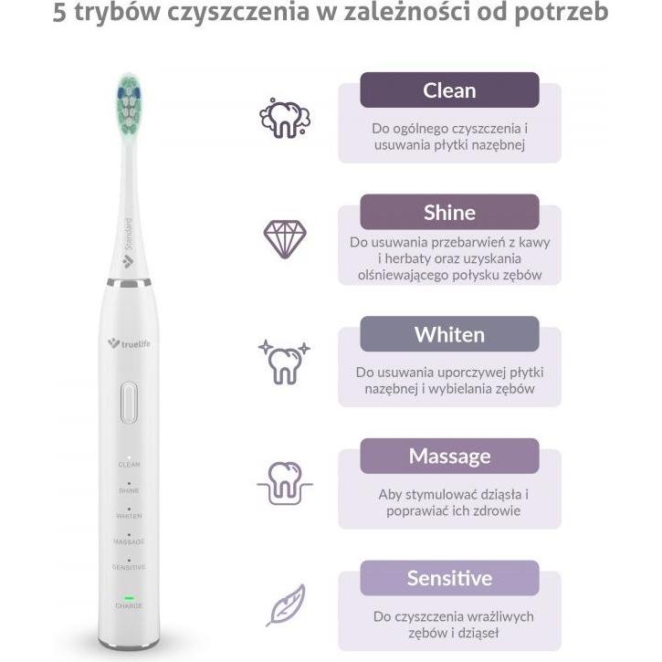 Thumbnail - Truelife, Elektrische Zahnbürste, SonicBrush Clean30 White Erwachsener Vibrierende Zahnbürste (Schallzahnbürste)