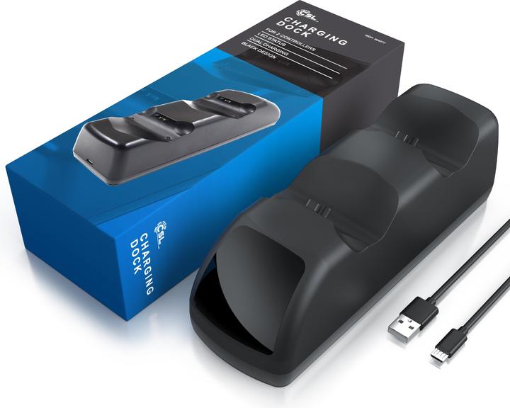 Image du produit CSL Station de charge pour 2 manettes de jeu PS4, double chargeur, support de charge pour manette sans (PS4)
