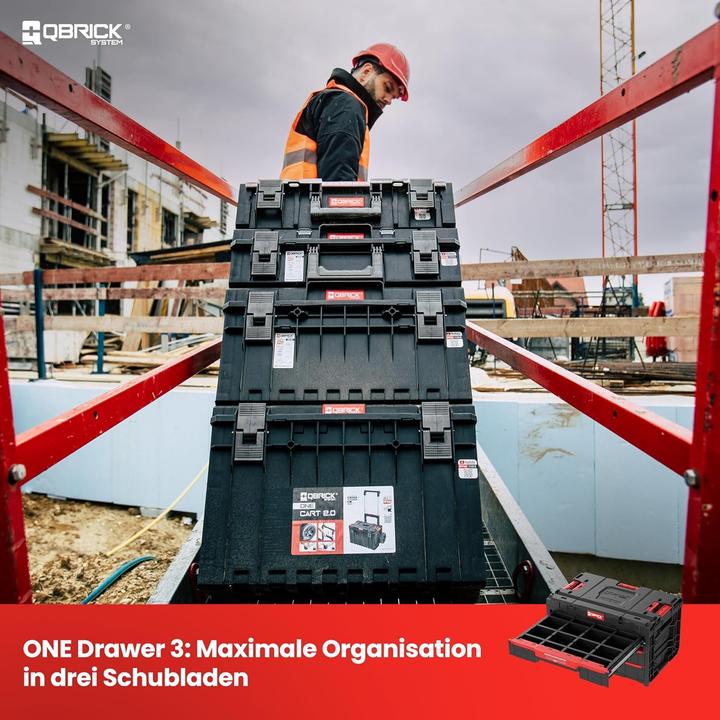 Actual product image Qbrick Toolbox with 3 Drawers, Modular Organization System, Secure Stacking, Wall-Mountable