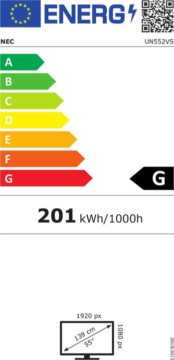 Energie-Label NEC MultiSync UN552VS (1920 x 1080 Pixel, 55")