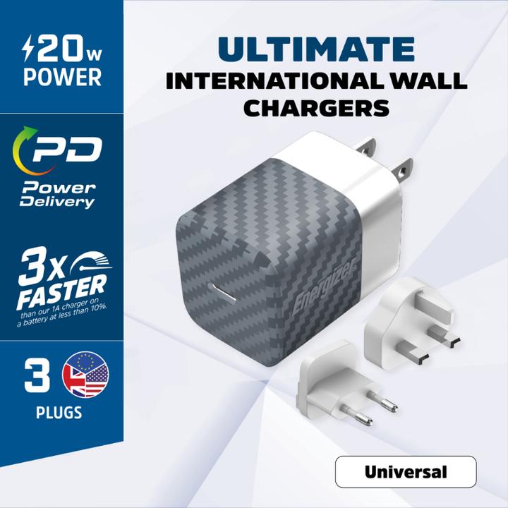 Produktbild Energizer Power-Delivery Ladegerät – 20 W – EU/UK/US, silber (20 W)