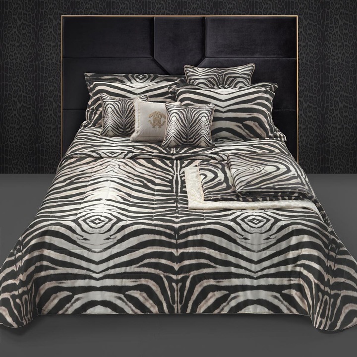 Immagine prodotto Roberto Cavalli Specchio per biancheria da letto Maco-Sateen Zebra naturale (Set di biancheria da letto, 135x200 cm + 80x80 cm)