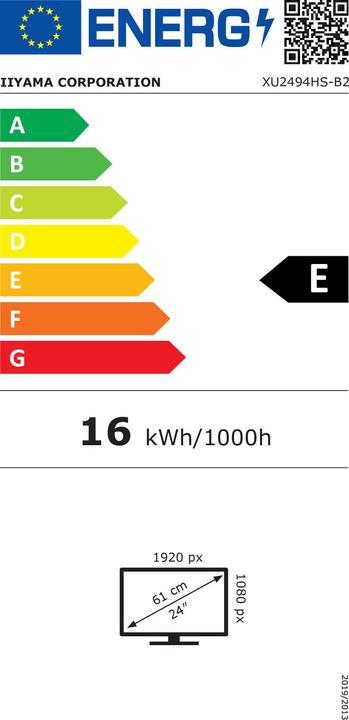 Energy Label iiyama ProLite XU2494HS-B2 (1920 x 1080 pixels, 23.80")