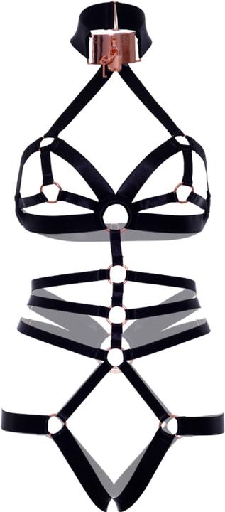 Image du produit Leg Avenue Teddy en Satin à Entrejambe Ouvert - Noir (Taille unique)