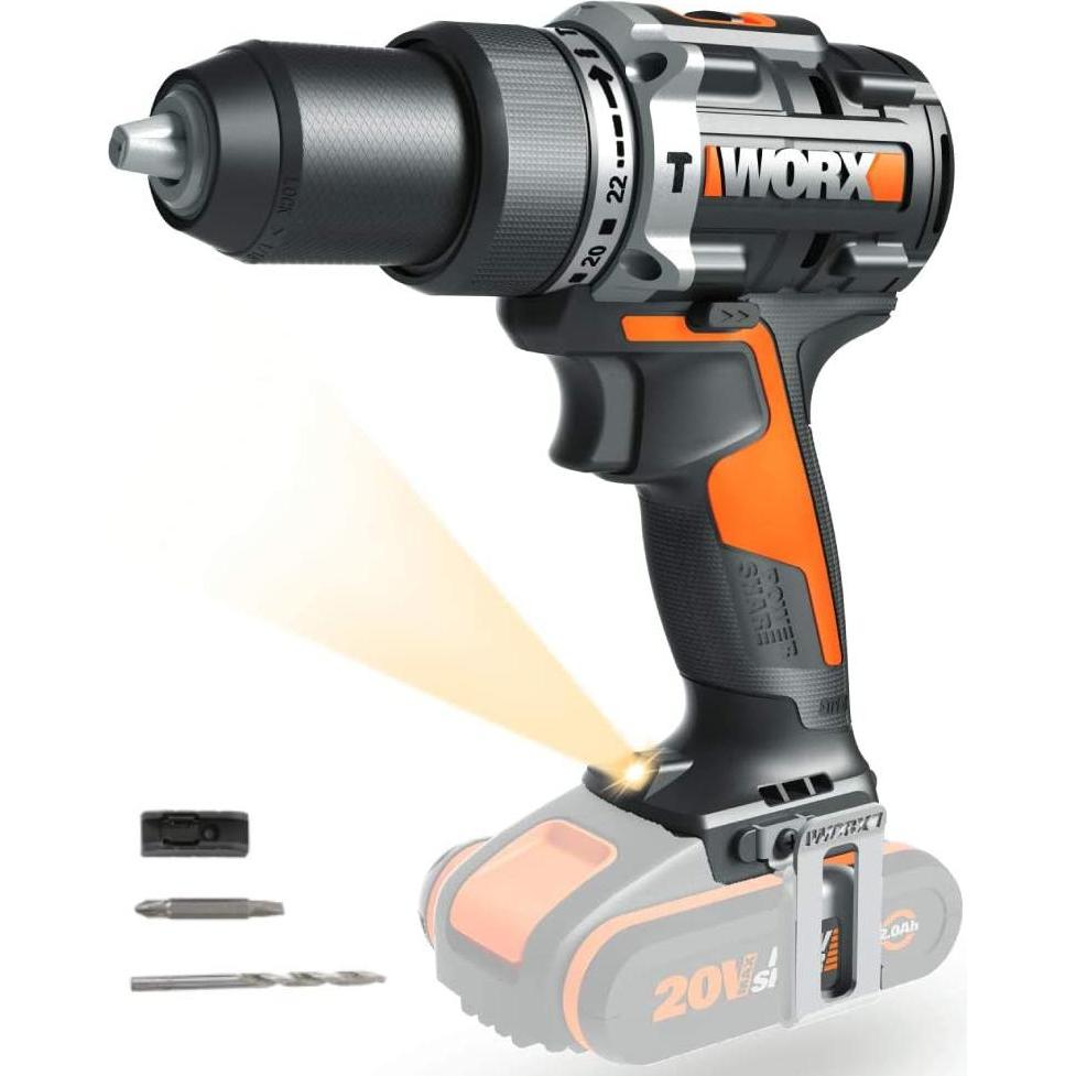 Thumbnail - Worx, Bohrmaschine + Akkuschrauber, Schlagbohrmaschine 20V WX352 (Akkubetrieb)