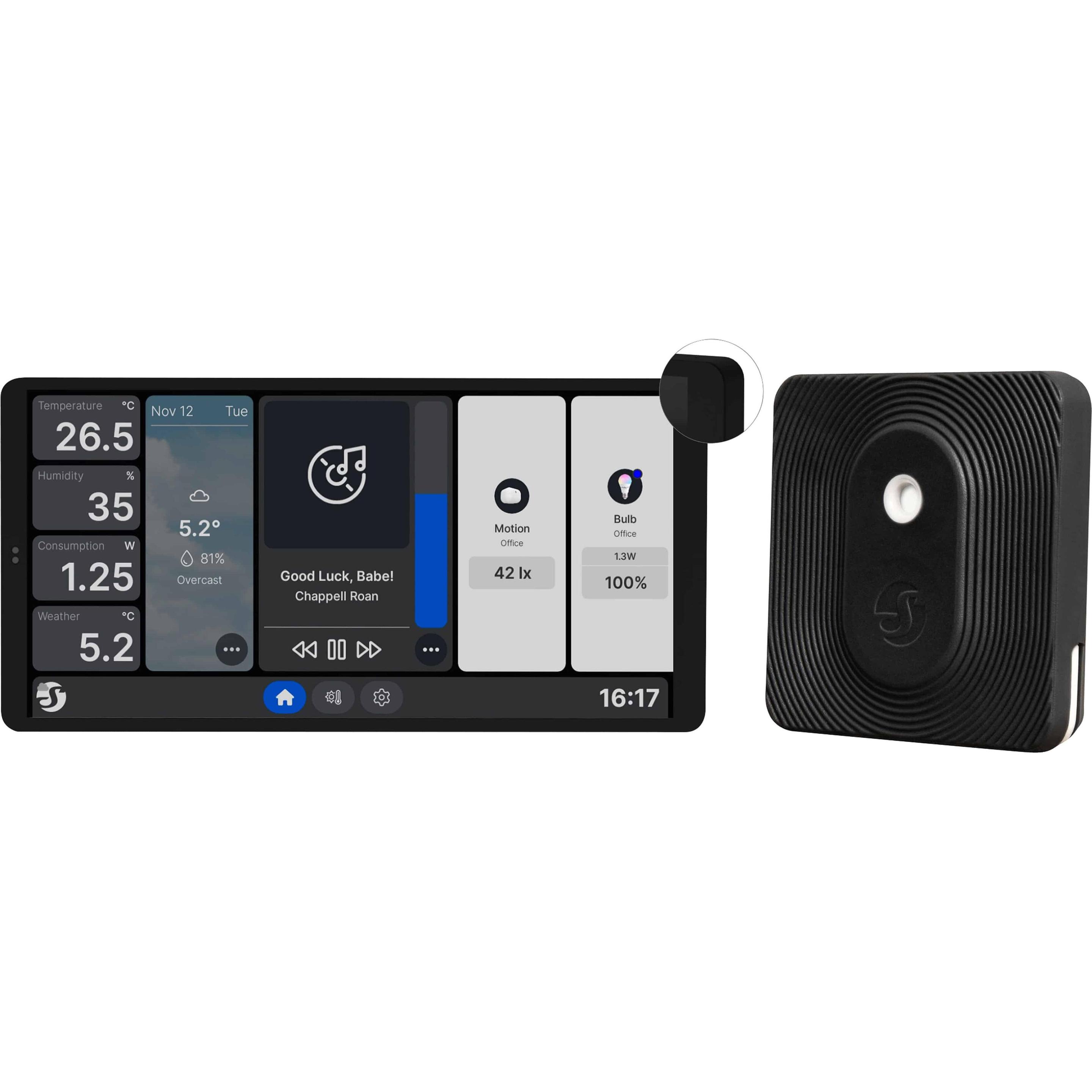 Shelly Wall Display X2 Black + Blu H&T Black, Smart Home Hub, Nero