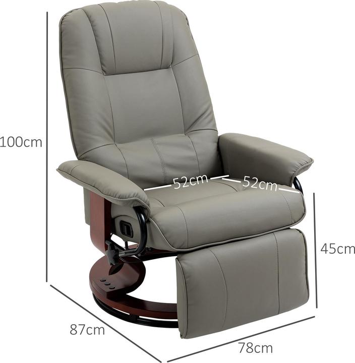 Produktbild Homcom Relaxsessel Kunstleder, Schaumstoff Grau