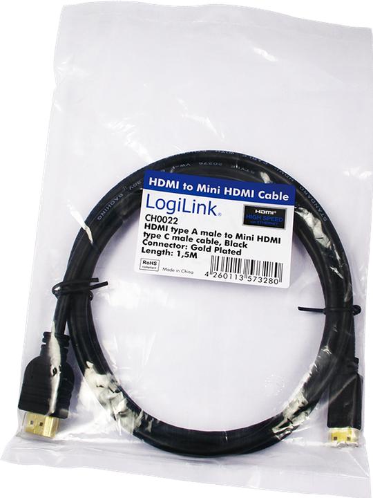 Produktbild LogiLink HDMI (Typ A) — mini HDMI (Typ C) (1.50 m, HDMI, 2.0)