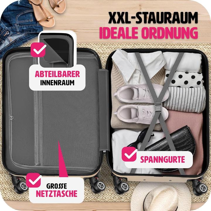 Produktbild tectake 800518 Reisekofferset 3-teilig, Champagner (98 l)