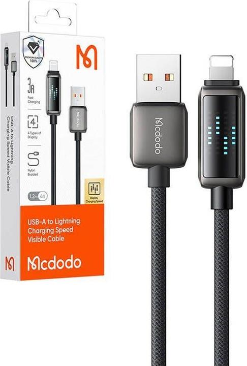 Produktbild Mcdodo CA-5250 LED Display USB-A to Lightning Data Cable 1.2m (1.20 m, USB 2.0, 36 W)