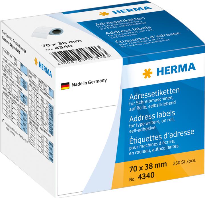 Image du produit HERMA Étiquettes d'adresse pour machines à écrire