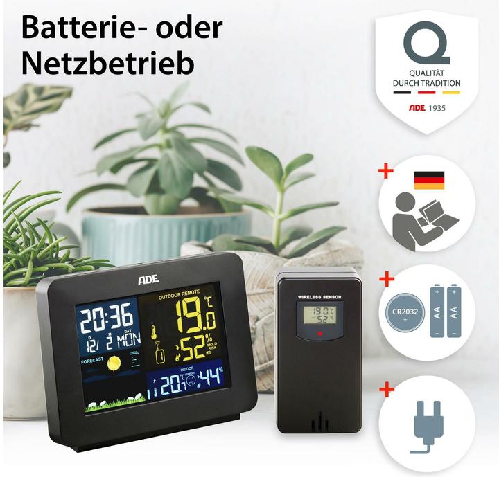 Actual product image ADE Wetterstation mit Funk-Aussensensor Schwarz