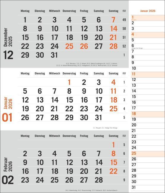 Produktbild times&more 3-Monatsplaner, orange 2026