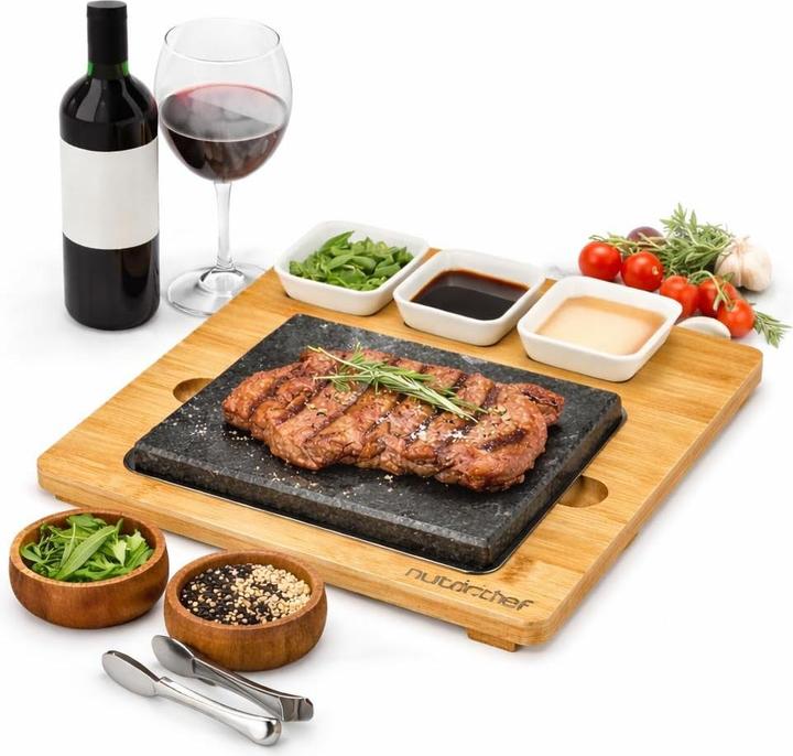 Produktbild Nutrichef Heisser Stein Tischgrill-Set mit Bambus & Keramik