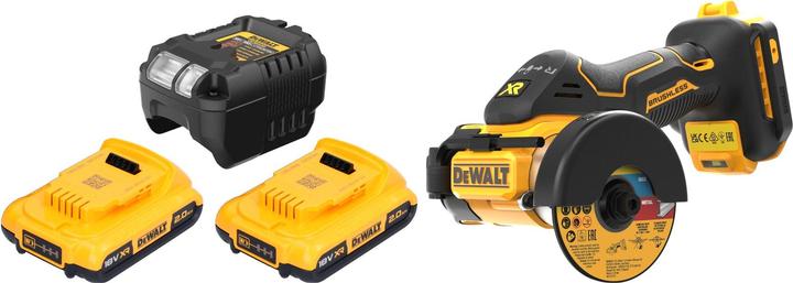 DeWalt DCS 438 D2 Akku Multimaterialschneider 18 V 76 mm Brushless + 2x Akku 2,0 Ah + Ladegerät
