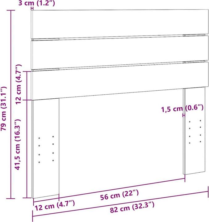 Image du produit vidaXL Kopfteil (82 x 3 x 79 cm)